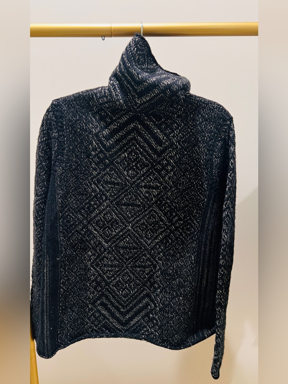 Ralph Lauren Women's Black Marled Turtleneck Wool Sweater—S